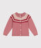 Cardigan in maglia jacquard di lana e cotone bambina rosa ROSEWOOD/ AVALANCHE