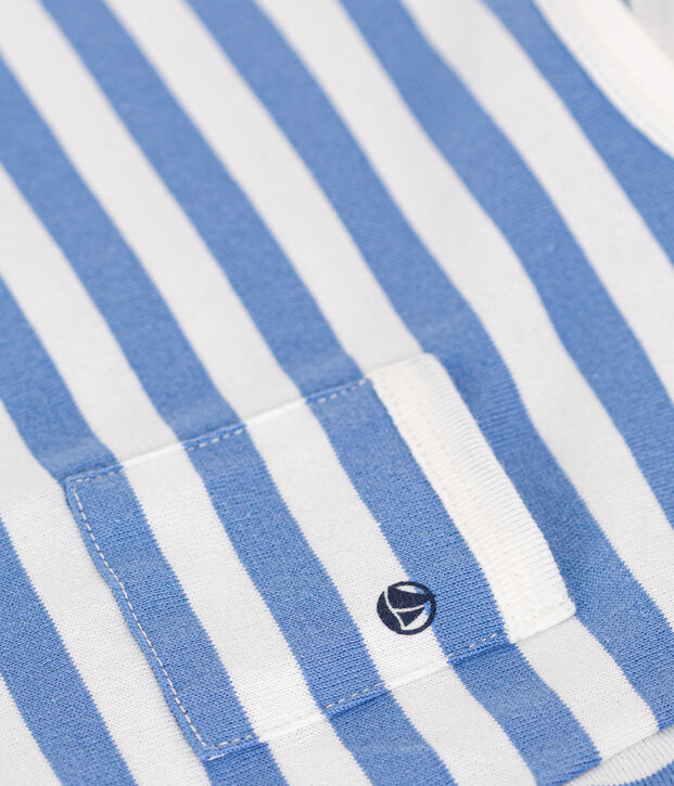 T-shirt beb&egrave; a maniche corte in jersey blu/bianco