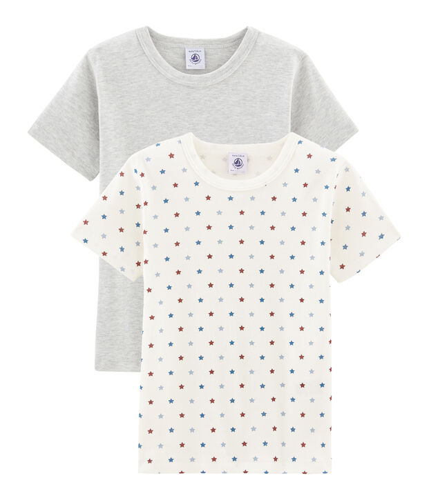 Due t-shirt bambino maniche multicolore