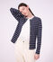 Cardigan in cotone a righe donna blu/bianco