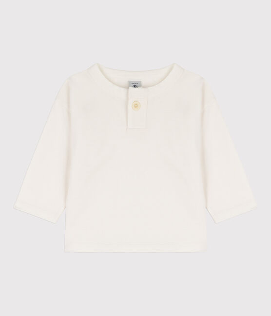 T-shirt maniche lunghe bebè in cotone bianco MARSHMALLOW