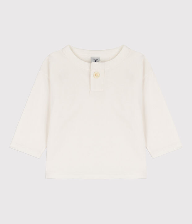 T-shirt maniche lunghe beb&egrave; in cotone bianco