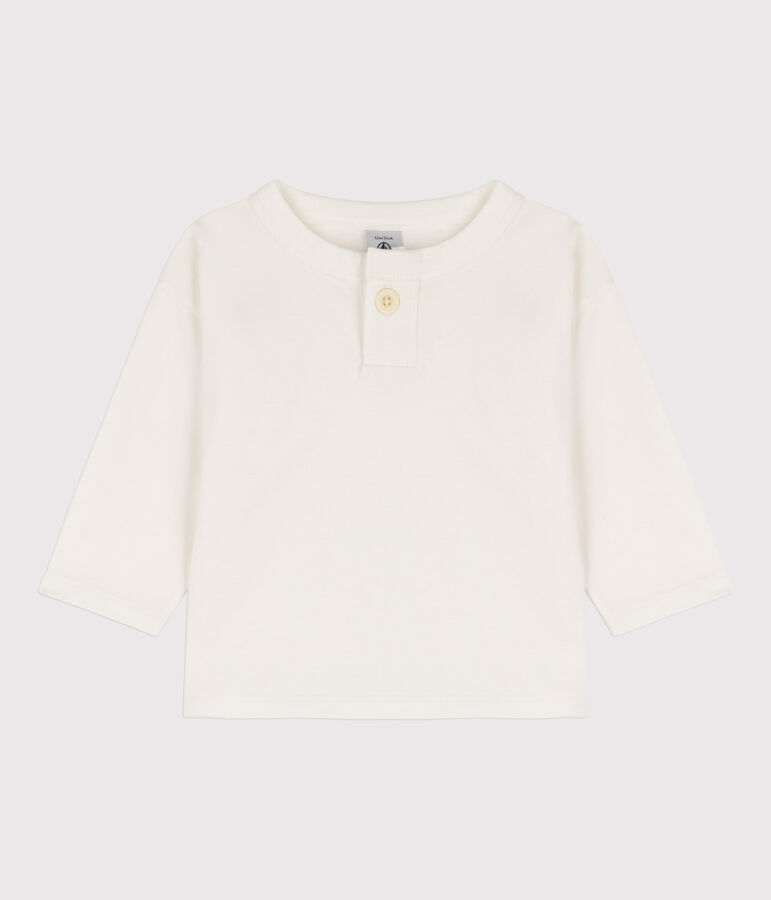 T-shirt maniche lunghe beb&egrave; in cotone bianco