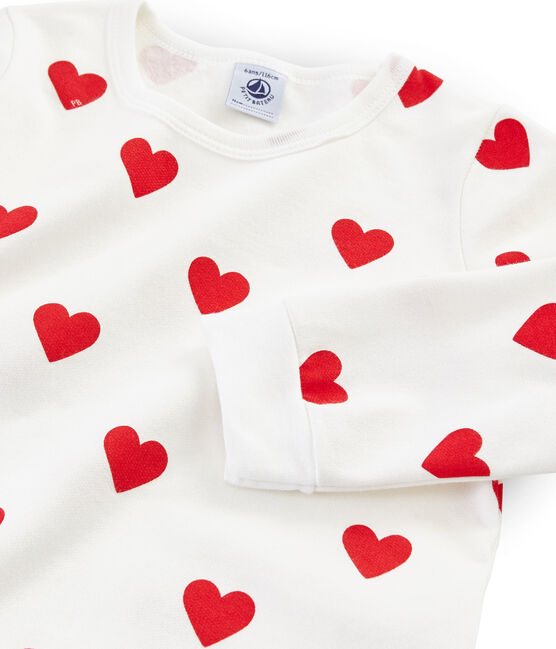 Pigiama bambina-bambino in molleton bianco MARSHMALLOW/rosso TERKUIT