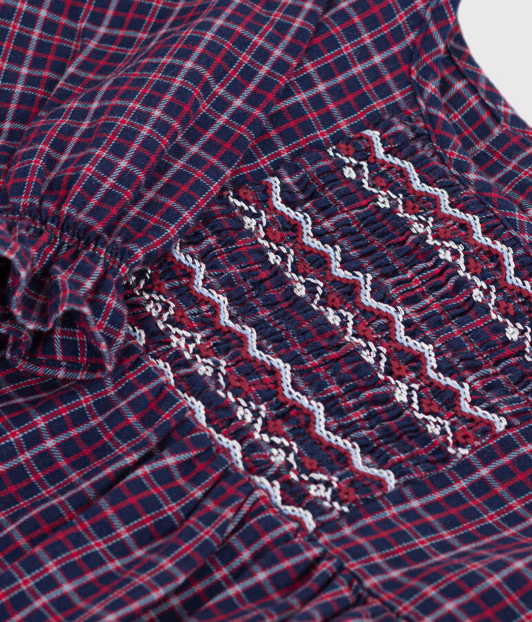 Blusa a maniche lunghe in flanella a quadri bambina blu/multicolore