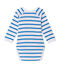 Body nascita bebè bambino a maniche lunghe rigato bianco ECUME/blu DELPHINIUM