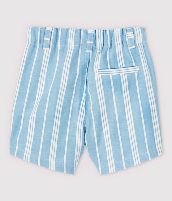 Shorts a righe in popeline bebè maschio blu JASMIN/bianco MARSHMALLOW