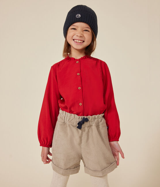 Blusa a maniche lunghe in tela bambina rosso AURORA