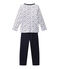 Pigiama bambino con scollo a serafino blu SMOKING/bianco ECUME/ MULTICO