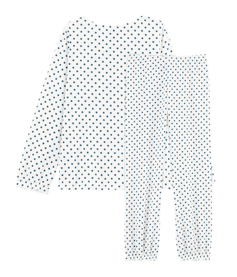 Pigiama bambina a costine bianco MARSHMALLOW/blu CONTES