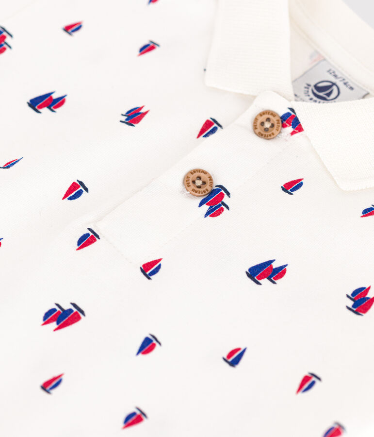 Polo a maniche corte in jersey sottile neonato bianco/multicolore