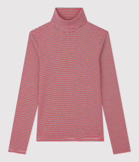 Dolcevita iconico in cotone a righe Donna rosso SANGRIA/ MARSHMALLOW