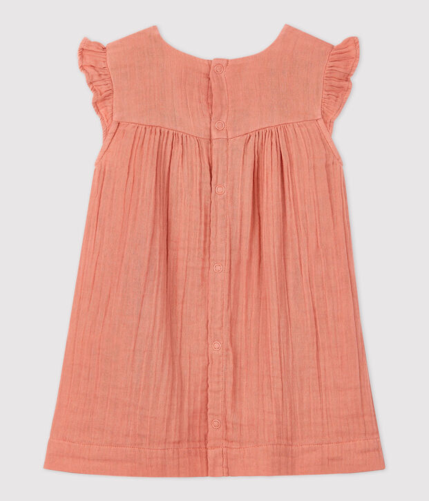 Abito in garza di cotone biologico beb&egrave; rosa