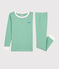 Pigiama bambino snugfit a righe verdi in cotone biologico verde GAZON/bianco MARSHMALLOW
