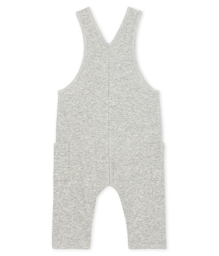 Salopette lunga beb&egrave; maschio in maglia di velluto grigio