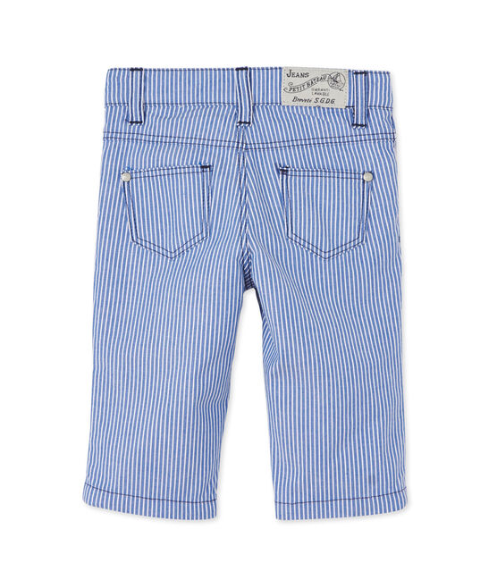 Pantaloni per bebè maschio a righe blu SURF/bianco ECUME