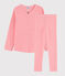 Pigiama millerighe bambina in cotone rosa PEACHY/bianco MARSHMALLOW