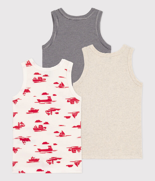 Confezione da 3 canottiere bambino in cotone Le Havre multicolore