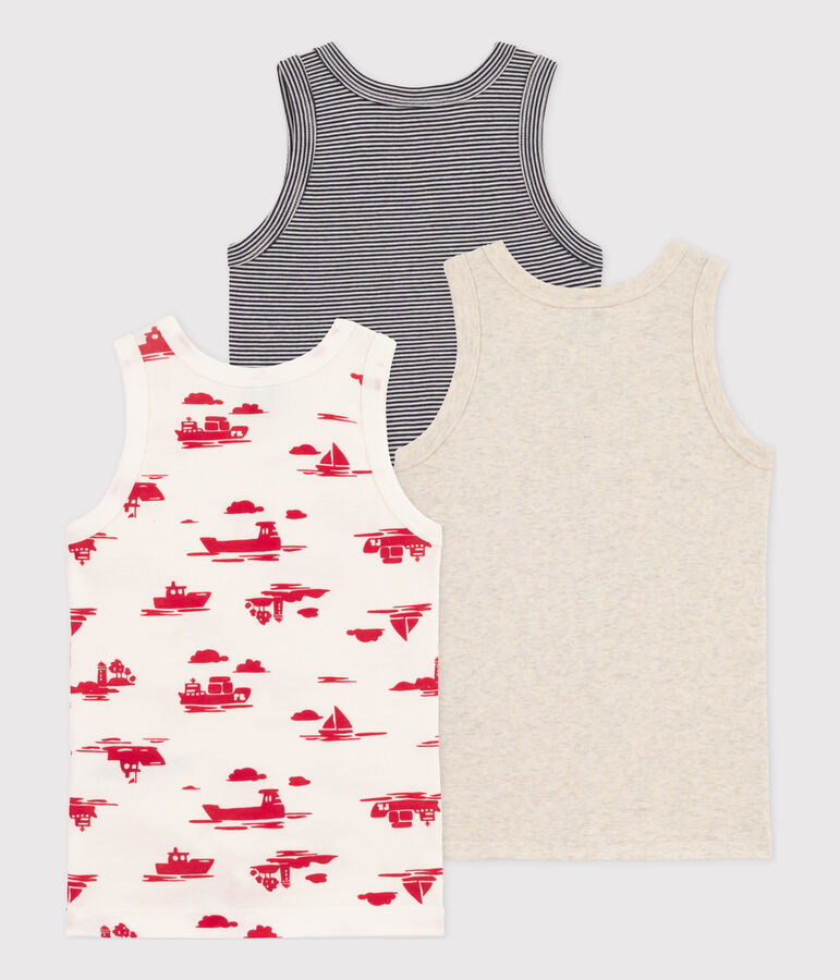 Confezione da 3 canottiere bambino in cotone Le Havre multicolore