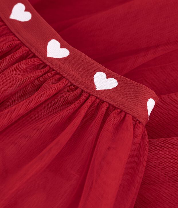 Gonna lunga in tulle tinta unita bambina rosso