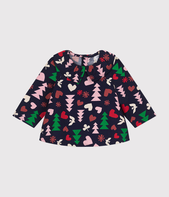 Blusa in flanella neonato blu SMOKING/bianco MULTICO