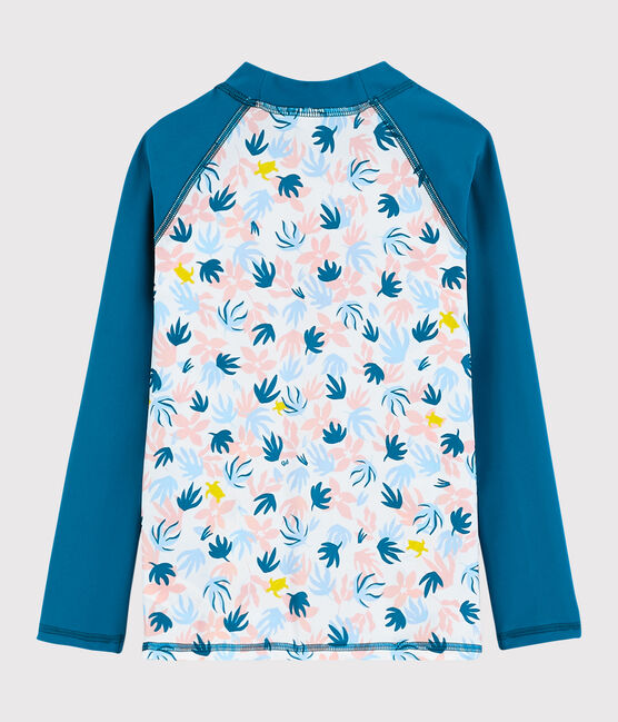 T-shirt anti-uv riciclata bambina blu MYKONOS/ecru MULTICO