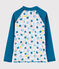 T-shirt anti-uv riciclata bambina blu MYKONOS/ecru MULTICO