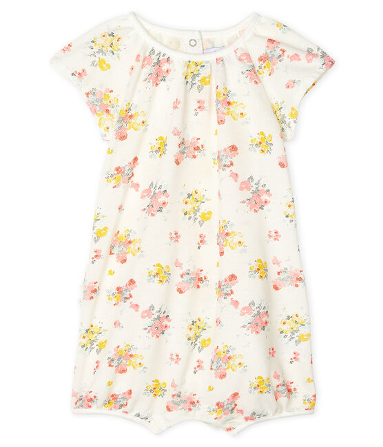 Tutina corta bebè femmina in fantasia bianco MARSHMALLOW/bianco MULTICO