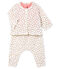 Completo tre pezzi bebè femmina a costine bianco MARSHMALLOW/bianco MULTICO