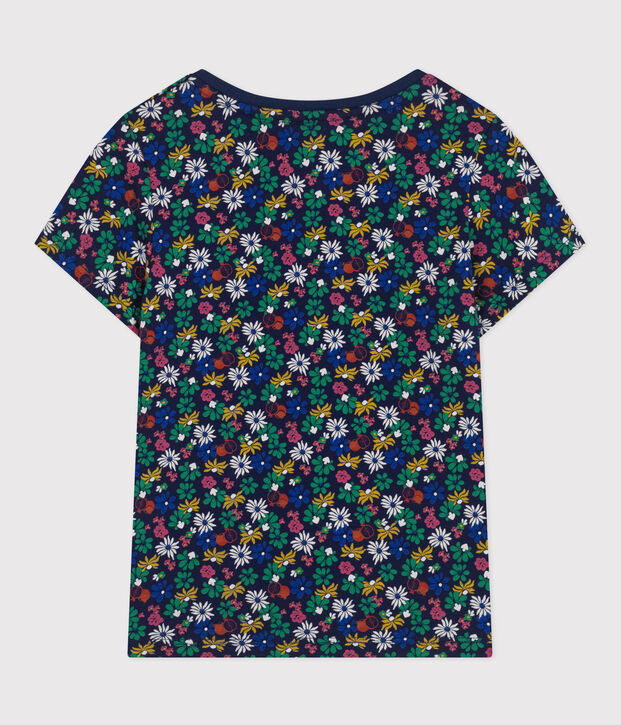 T-shirt stampata in jersey leggero bambina blu/multicolore