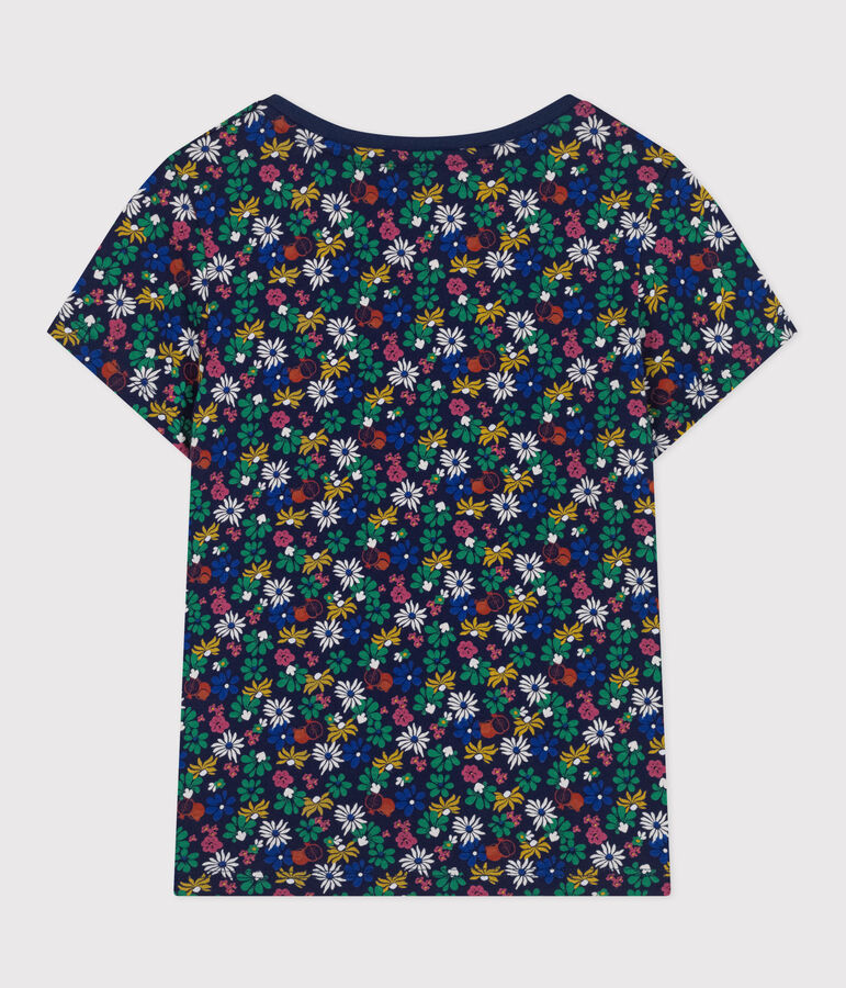 T-shirt stampata in jersey leggero bambina blu/multicolore
