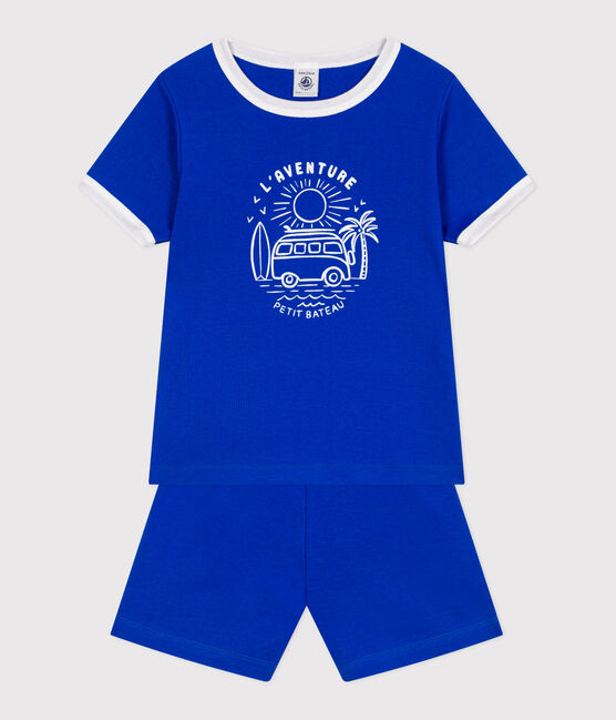 Pigiama corto in cotone bambino blu PERSE