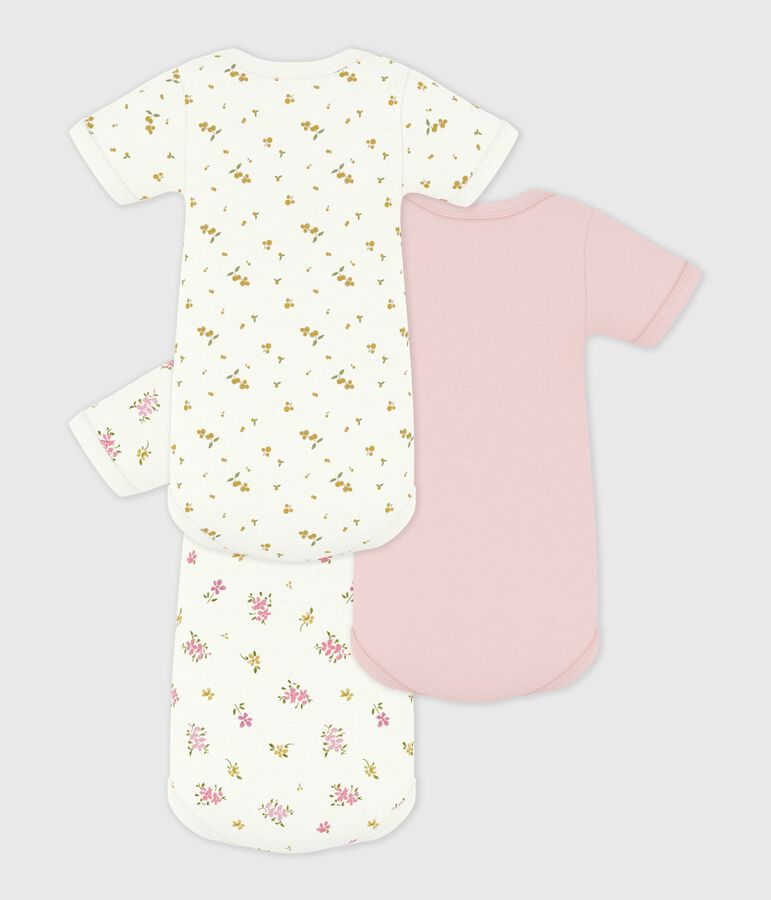 Set di body a maniche corte in cotone con stampa a fiori neonata multicolore