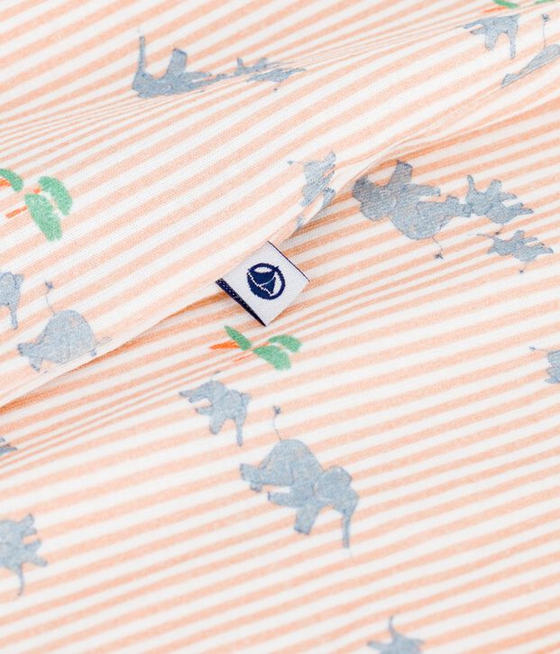 Tutina corta in cotone con animali stampati neonato bianco/multicolore