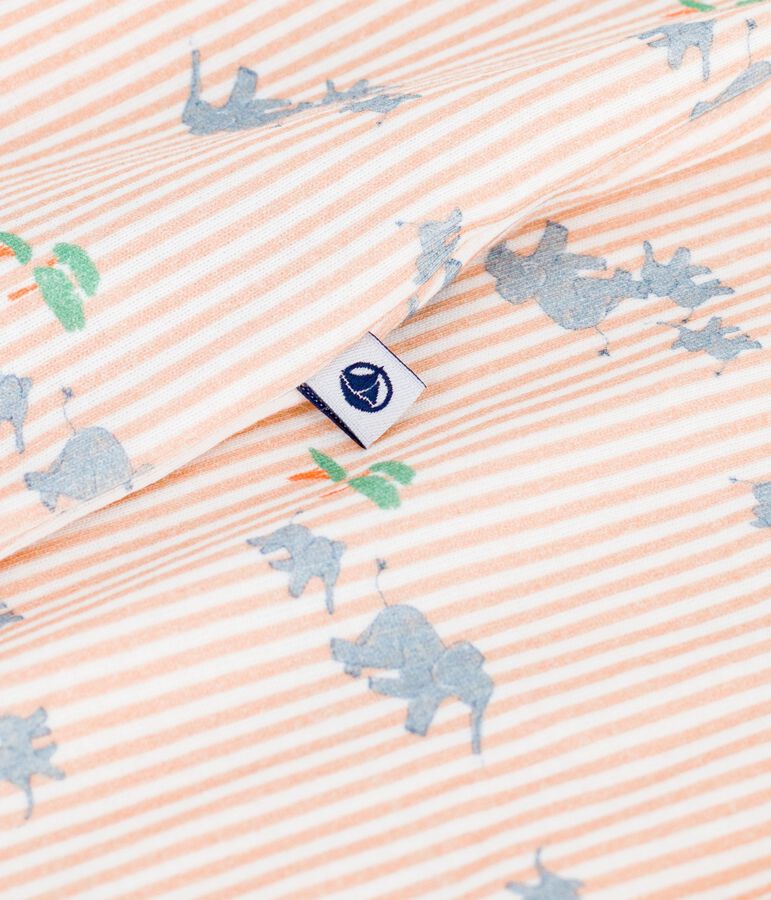 Tutina corta in cotone con animali stampati neonato bianco/multicolore