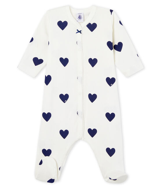 Tutina pigiama bimba-maschio a costine bianco MARSHMALLOW/blu MEDIEVAL