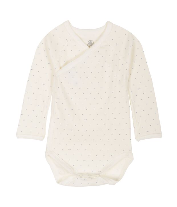 Body nascita a maniche lunghe beb&egrave; bianco/blu