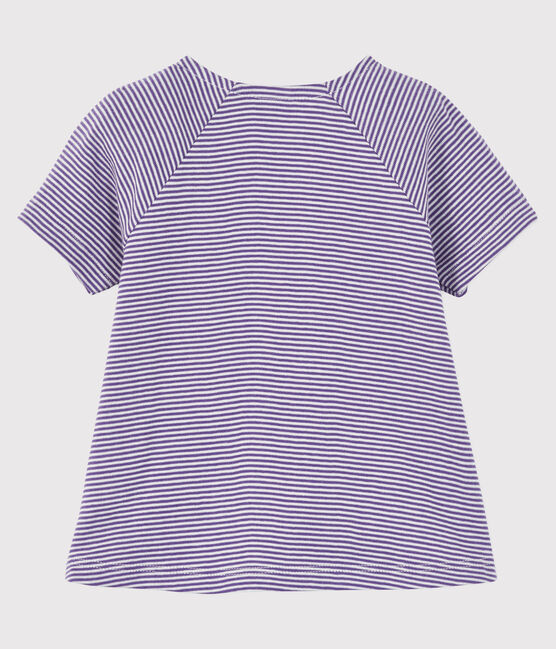 Blusa manica corta bebè femmina viola REAL/bianco MARSHMALLOW