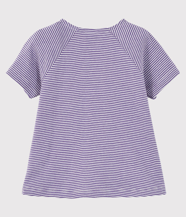 Blusa manica corta beb&egrave; femmina viola/bianco