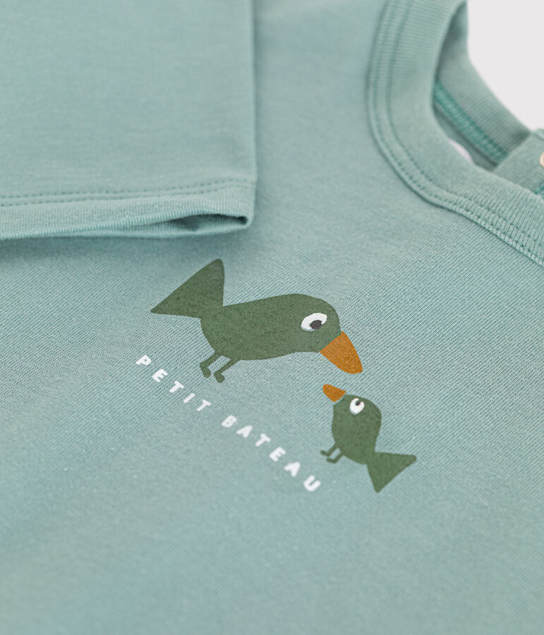 T-shirt a maniche lunghe in jersey sottile neonato verde