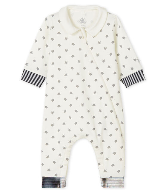 Tutina blu a stelle bebé a costine bianco MARSHMALLOW/grigio GRIS