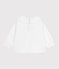 Blusa a maniche lunghe in popeline di cotone con colletto e ricami neonata bianco ECUME