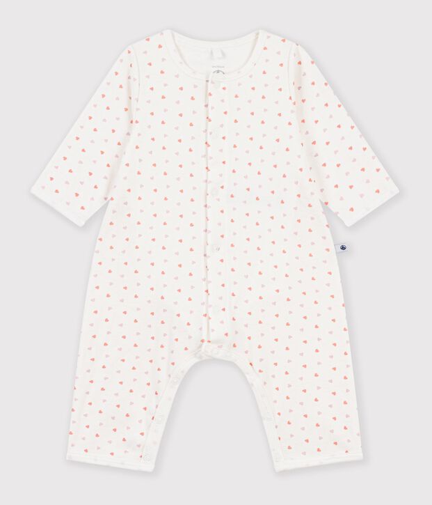 Bodyjama senza piedini in cotone con stampa a fiori neonata bianco/multicolore