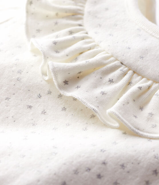 Blusa a manica lunga bebè femmina bianco MARSHMALLOW/grigio ARGENT