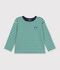 T-shirt a maniche lunghe a righe bambino verde/beige/verde