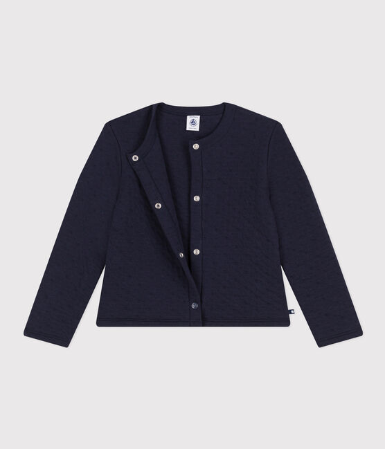 Cardigan in tubique trapuntato bambina blu SMOKING