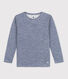 T-shirt a maniche lunghe millerighe in lana e cotone
