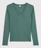 T-shirt scollo a V iconica in cotone Donna verde VALLEE