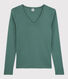 T-shirt scollo a V iconica in cotone Donna