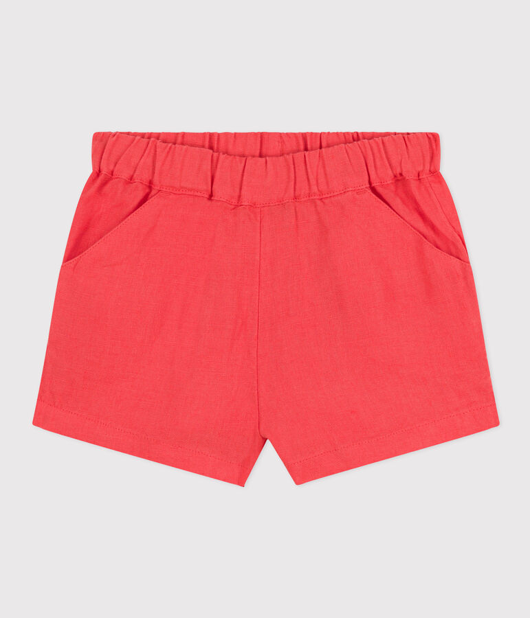 Shorts beb&egrave; in lino arancione